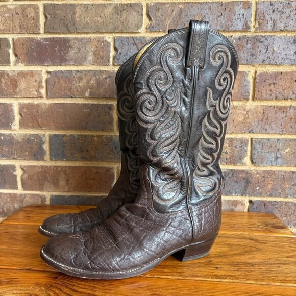 VTG Tony Lama Brown Leather Boots Style 8594 Size 9D